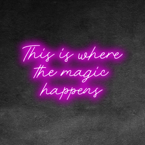 This is where the magic happens neon sign